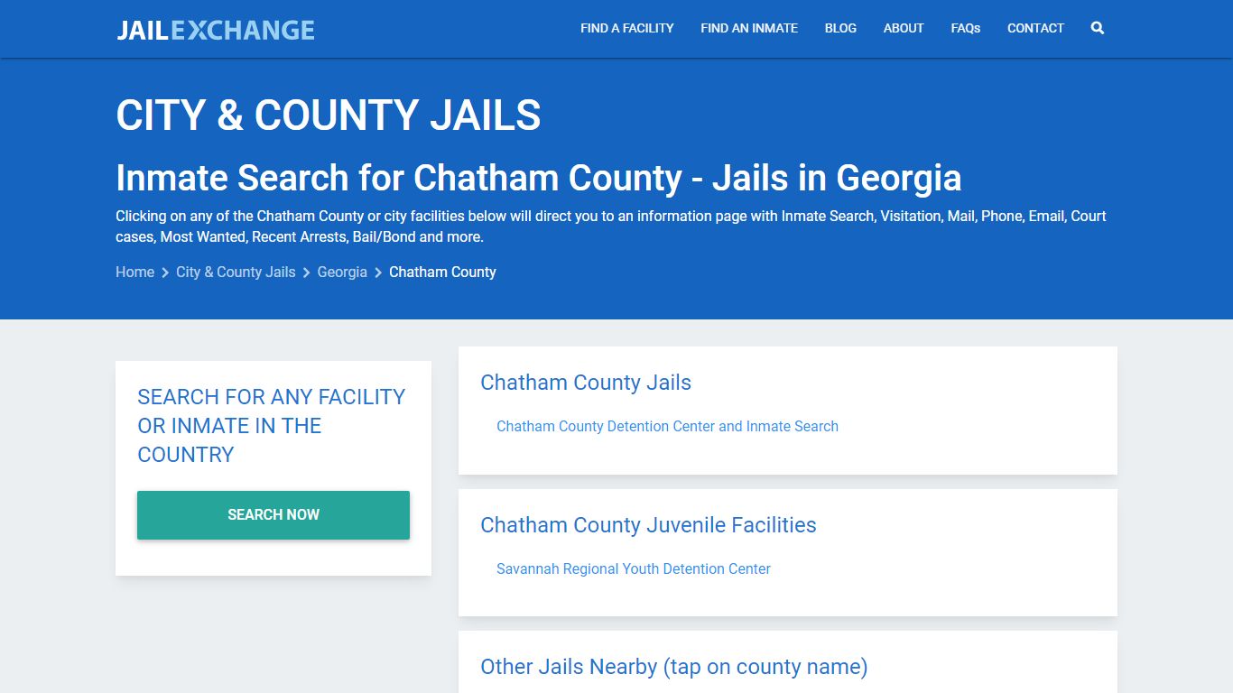 Inmate Search for Chatham County | Jails in Georgia - Jail Exchange